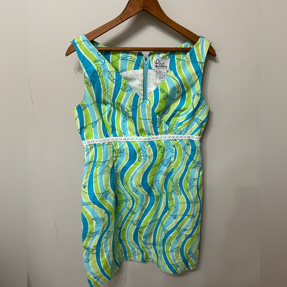 Lilly Pulitzer-Makin Waves, 1990s Green, Turquoise & Aqua Sheath Dress | Size 8